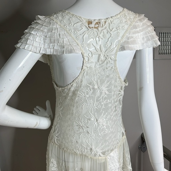 Candela Sz 6 Off White Long Sheer Dress - Picture 4 of 10